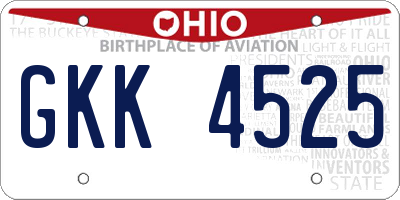 OH license plate GKK4525