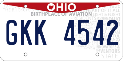 OH license plate GKK4542