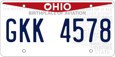 OH license plate GKK4578