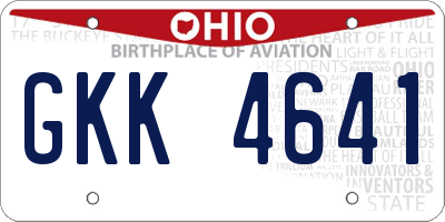 OH license plate GKK4641