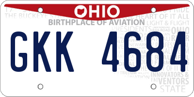 OH license plate GKK4684