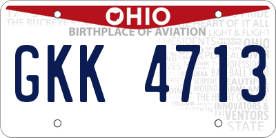 OH license plate GKK4713