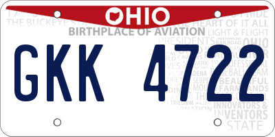 OH license plate GKK4722