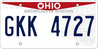 OH license plate GKK4727