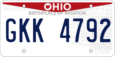 OH license plate GKK4792