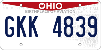 OH license plate GKK4839