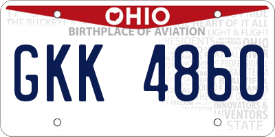 OH license plate GKK4860