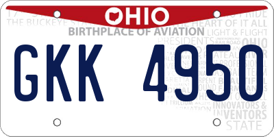 OH license plate GKK4950