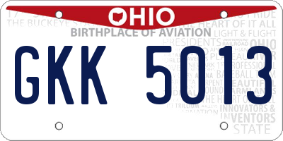 OH license plate GKK5013