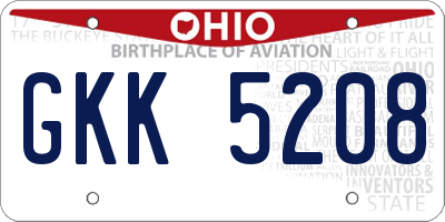 OH license plate GKK5208