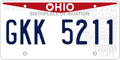 OH license plate GKK5211