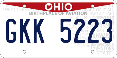 OH license plate GKK5223