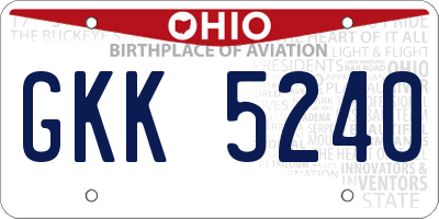 OH license plate GKK5240