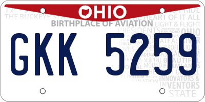 OH license plate GKK5259