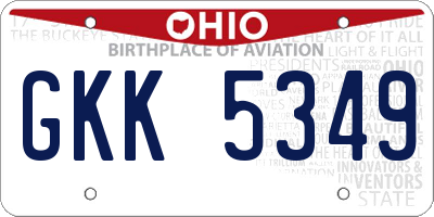 OH license plate GKK5349