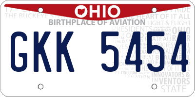 OH license plate GKK5454
