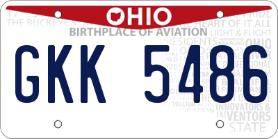 OH license plate GKK5486