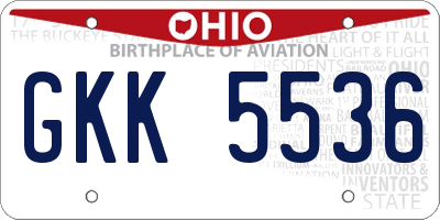 OH license plate GKK5536