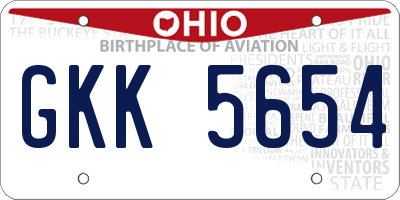 OH license plate GKK5654