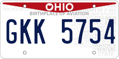 OH license plate GKK5754