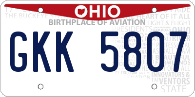 OH license plate GKK5807