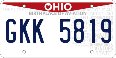 OH license plate GKK5819