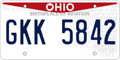 OH license plate GKK5842