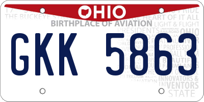 OH license plate GKK5863