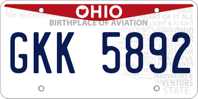 OH license plate GKK5892