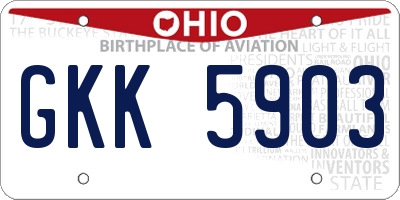 OH license plate GKK5903
