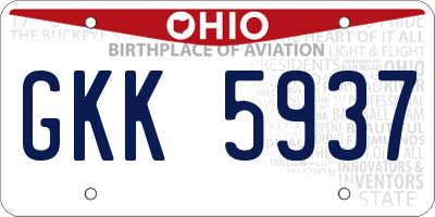 OH license plate GKK5937