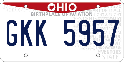 OH license plate GKK5957