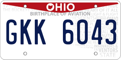 OH license plate GKK6043