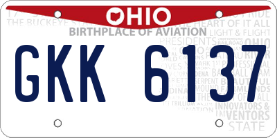 OH license plate GKK6137