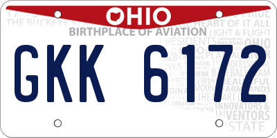 OH license plate GKK6172