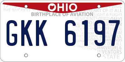 OH license plate GKK6197