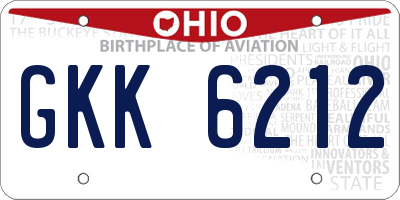 OH license plate GKK6212