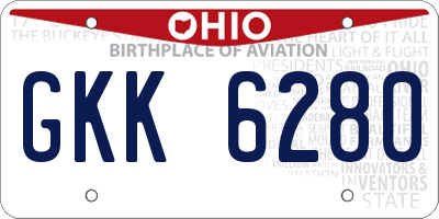 OH license plate GKK6280
