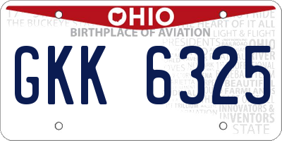 OH license plate GKK6325