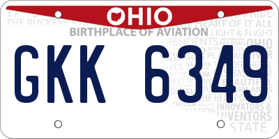 OH license plate GKK6349