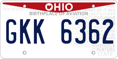 OH license plate GKK6362