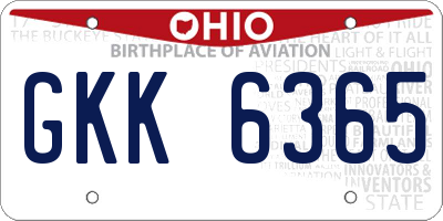 OH license plate GKK6365