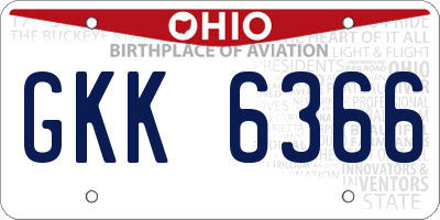 OH license plate GKK6366