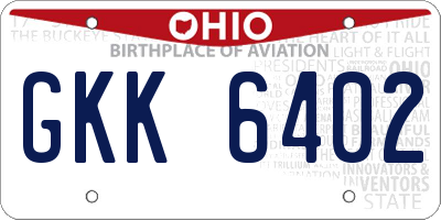 OH license plate GKK6402