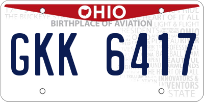 OH license plate GKK6417