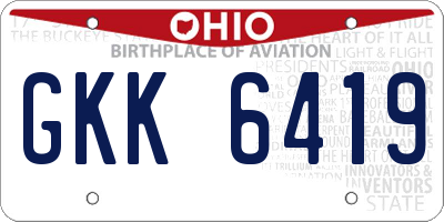 OH license plate GKK6419