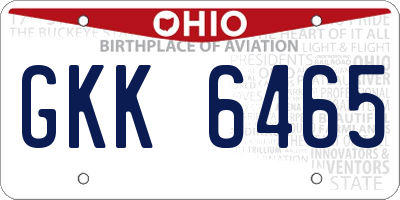 OH license plate GKK6465
