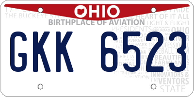 OH license plate GKK6523