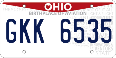 OH license plate GKK6535