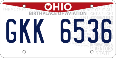 OH license plate GKK6536